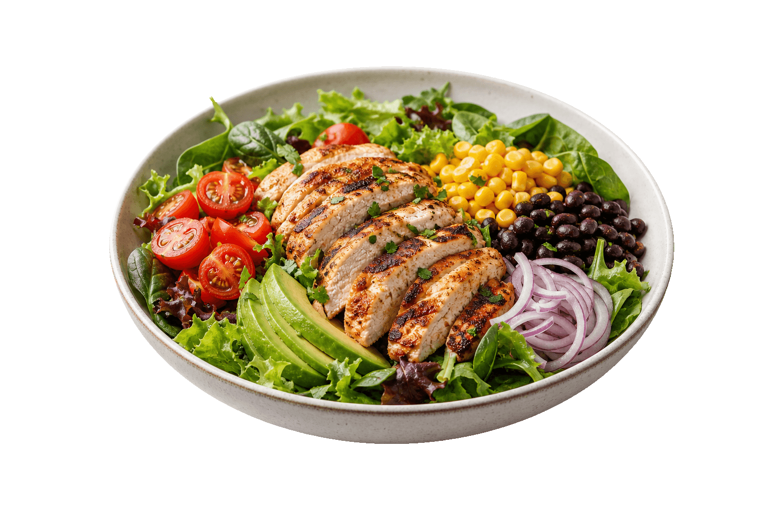 Healthy grilled chicken salad bowl